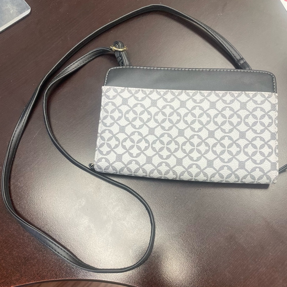 Travel Grey Patterned Crossbody Bag - Airline tickets passport Credit Cards